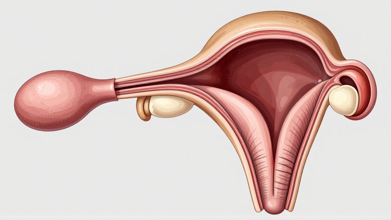 Ilustración anatómica de un corte transversal que muestra la inflamación del bulbo glandis del perro y la contracción de la pared vaginal de la hembra durante el bloqueo coital.